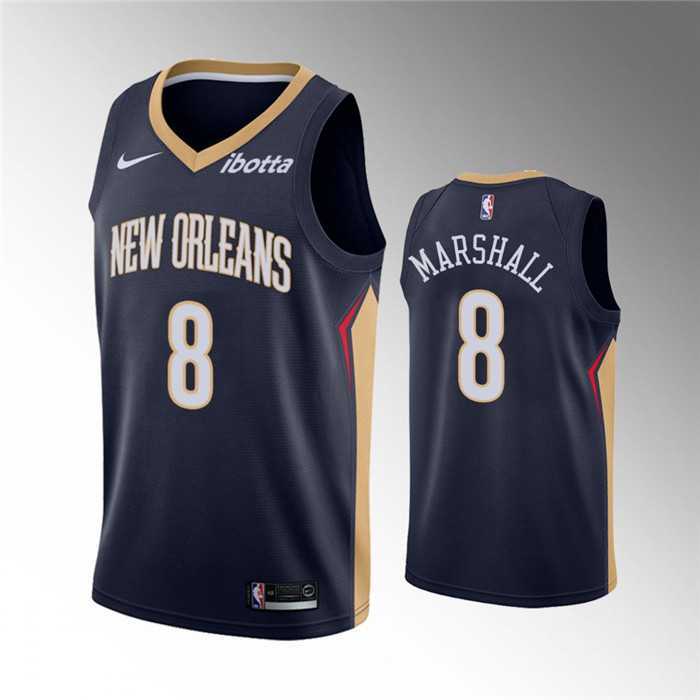 Men's New Orleans Pelicans #8 Naji Marshall Navy Icon Edition Stitched Jersey Dzhi